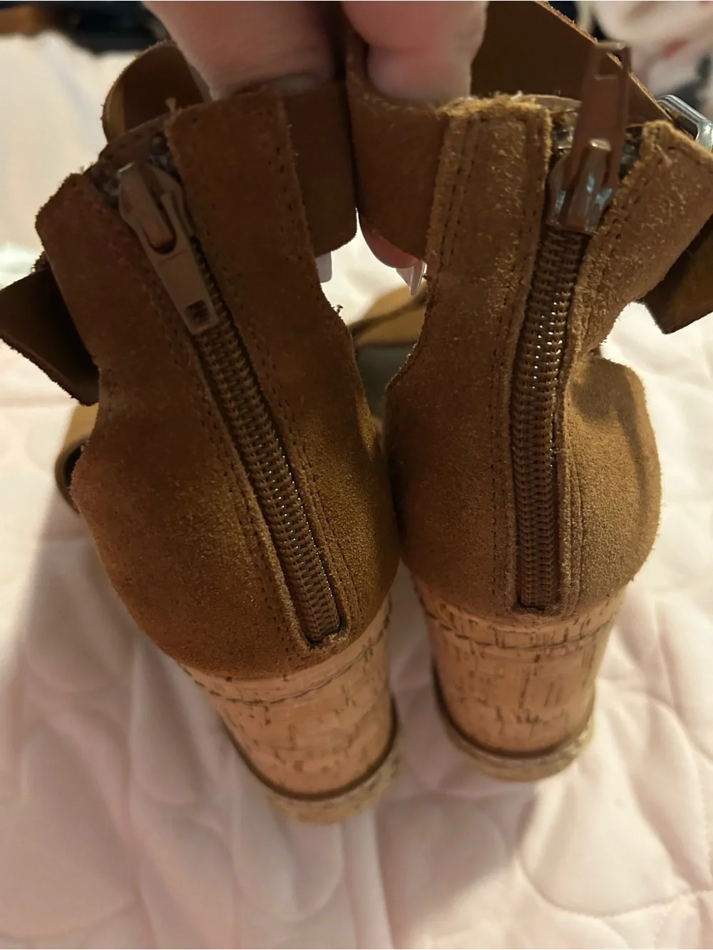 Dolce Vita Tan Suede Ankle-Strap Wedge Sandals